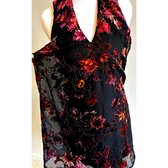 Y2K Velvet Burnout Black Dress Red Midi Dark Fairy Witch Whimsigoth Gypsy Boho M - Picture 1 of 14